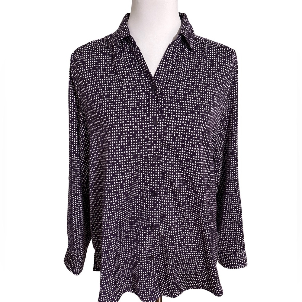 Chico's Purple White Pattern Blouse Size M
